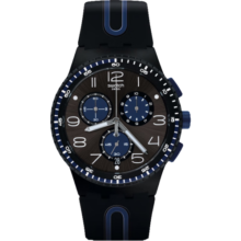 斯沃琪（Swatch）瑞士手表 原创系列 黑蓝轻舟计时夜光学生开学礼物石英表SUSB406