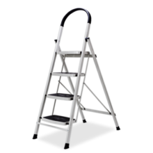 奥鹏 梯子家用四步折叠梯子加厚钢管铁梯宽踏板人字梯单侧工程梯
