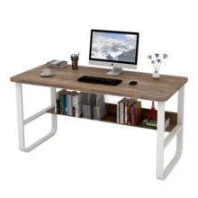 木以成居电脑桌台式加宽书桌学习桌穿线孔简约书架组合写字桌子橡木色