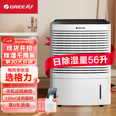 GREE 格力 除湿机/抽湿机家用地下室复式别墅商用工业吸湿器除湿量56升/天 DH56EIA1A