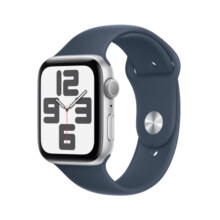 Apple/苹果 Watch SE 2023款智能手表GPS款44毫米银色铝金属表壳风暴蓝色运动型表带M/L MREE3CH/A