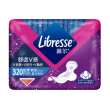 plus会员：薇尔 Libresse 卫生巾姨妈巾 夜用卫生巾V感系列320mm*8