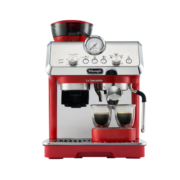 德龙（Delonghi） 咖啡机 半自动意式 15Bar泵压 家用美式 打奶泡 豆粉两用现磨一体 小巧机身 EC9155.R 红色限量版