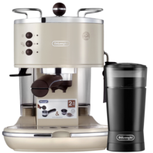 德龙咖啡机 ECO310KG200咖啡机研磨一体机汪小白定制礼盒装奶油白 泵压式半自动咖啡机 黄金萃取
