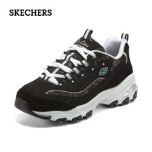 斯凯奇（Skechers）女鞋秋冬新款熊猫鞋复古厚底缓震老爹鞋黑色时尚休闲运动鞋子百搭 BKLB-黑色/浅蓝色 36