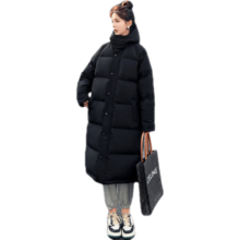鸭鸭（YAYA）羽绒服女2023年冬季新款中长款连帽时尚休闲潮流保暖外套HY 黑色 S