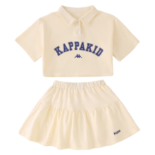 Kappa Kids卡帕童装女童夏装套装新款大童洋气夏款网红儿童两件套 黄色 160cm 13-14岁