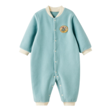 威尔贝鲁（WELLBER）婴幼儿衣服宝宝秋冬连体衣儿童哈衣爬服新生儿外穿包屁衣满月百天 海青蓝 80/48