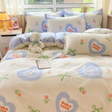 AIDLI床上四件套40支纯棉新疆长绒棉被套床单被罩双人全棉套件 小甜心 200*230cm四件套（1.5/1.8m床）