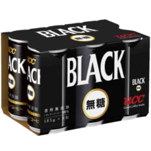 悠诗诗（UCC）无糖黑咖啡 饮料 185g*6/盒 进口