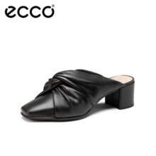 ECCO爱步穆勒鞋女 方头高跟外穿羊皮单鞋女通勤鞋 型塑290683 黑色29068301001 37