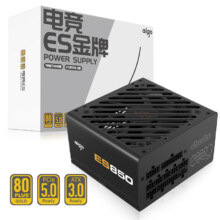 PLUS会员：爱国者（aigo）电竞ES850W ATX3.0金牌全模组 黑色 电脑电源