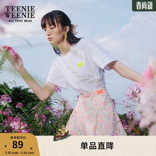 TEENIE WEENIE 小熊 x AWAYLEE联名夏季上衣女时髦印花短袖T恤 白色 170/L