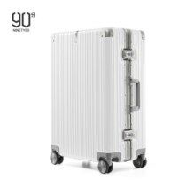 90分PC旅行箱轻质铝框大容量行李箱防刮拉杆箱26英寸托运箱百合白