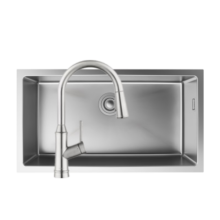 汉斯格雅（Hansgrohe） 不锈钢水槽厨房旋转龙头套装 可抽拉式龙头不锈钢单槽套组