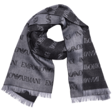 阿玛尼（EMPORIO ARMANI）围巾男女士同款鹰标印花LOGO围脖围巾送礼物 11582-灰色 FZ429元