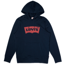 Levi's【情侣同款】李维斯2024春夏连帽卫衣oversize落肩LOGO印花 藏蓝色0007 XL