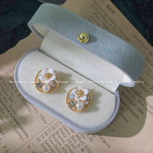 Trendolla S925银针女小雏菊设计感小众珍珠耳钉 莫奈花园耳环