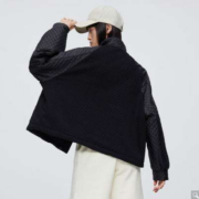 BOSIDENG 波司登 羽绒服2022年秋冬女立领短款艺术绗缝90绒外套B20133776 黑色精致花型|9R38 180/100A