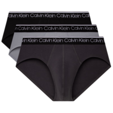 Calvin Klein内衣新款男士三条装循环提花棉质透气三角内裤NP2672O ENB-太空黑/冰川灰/长石灰 M