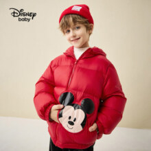 迪士尼童装男女童连帽面包羽绒服秋新款甜美感冰雪奇缘公主保暖外套 正红 130cm