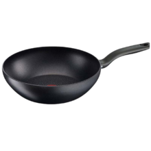 特福（Tefal）钛铸不粘锅炒锅电磁炉少油烟平底炒菜锅红点感温技术 28cm