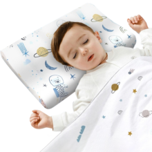好孩子儿童乳胶枕幼儿园枕头新生宝宝安抚枕婴儿定型枕0-1-3-6-12岁四季 0-3岁幼儿款 星际蓝色含枕套
