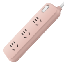 德力西（DELIXI）新国标插座/USB插线板/插排/排插/接线板/拖线板 粉色三位五孔1.6米