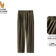 PLUS会员：William fox&sons 双褶复古休闲西裤 WF331312
