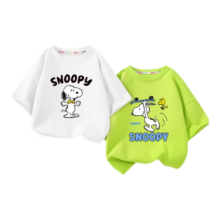 PLUS会员：SNOOPY 史努比 儿童短袖纯棉T恤 2件装