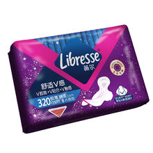 薇尔 Libresse 卫生巾姨妈巾 夜用卫生巾V感系列320mm*8 精准防漏 棉柔亲肤