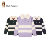 Hush Puppies 暇步士 大童时尚条纹Polo针织衫 丛林绿 150cm