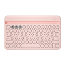 航世（BOW）HB206S 无线蓝牙键盘 办公键盘 超薄便携 78键 多设备连接 手机平板ipad键盘 粉色
