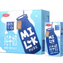 PLUS会员！SANYUAN 三元 小方白纯牛奶200ml*24盒 家庭量贩装 礼盒装