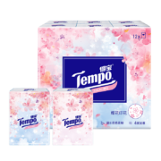 得宝Tempo 手帕纸 淡雅樱花味 4层加厚7张12包