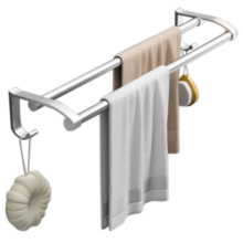 百字毛巾架免打孔毛巾杆加厚太空铝浴巾架卫生间浴室置物架双杆