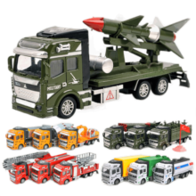 凌速 合金车仿真模型玩具车 1:48回力军事工程车  火箭运输车 城市运输垃圾车6607-1
