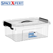 SPACEXPERT 衣物收纳箱塑料整理箱12L透明 1个装 带提手