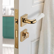 KABO 德国KABO金色门锁室内卧室房门锁白色轻奢静音简约家用卫生间门锁216.6元