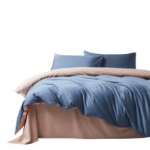AIDLI 纯棉贡缎新疆长绒棉被套纯色裸睡被套60支星级酒店床上用品单被套 单被套-静溢蓝+朝曦金 200*230cm（1.5/1.8m床）