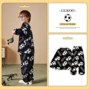 GUKOO 果壳 男童珊瑚绒保暖舒适家居套装