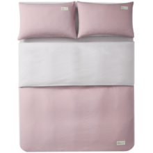 网易严选日式四件套床上用品床单枕套被套被罩简约风酒店亲肤裸睡宿舍学生 蔷薇雾灰 1.2m床（三件套）:适用1.5mx2m