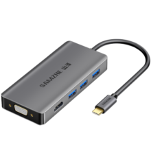山泽 Type-C扩展坞USB-C转HDMI转接头VGA数据线 苹果电脑MacBookPro转换器 5合1【USB3.0*3+HDMI】VGA款