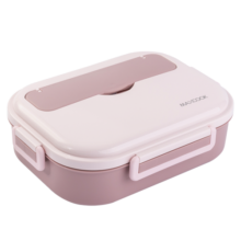 美厨（maxcook）304不锈钢饭盒1.6L 上班族学生带饭分格餐盘 注水保温儿童便当盒 樱花粉四格【配筷勺+汤碗】