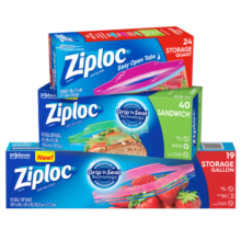 ziploc双链食品密实袋 大中小号组合装（19+24+40）保鲜袋