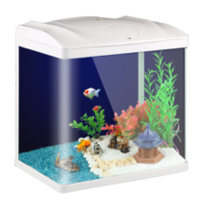 森森（SUNSUN）鱼缸水族箱桌面生态金鱼缸玻璃迷你小型客厅懒人免换水家用缸 (高清玻璃)白230(带18件套)