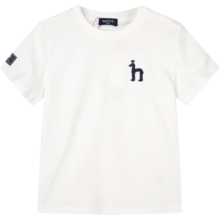 哈吉斯（HAZZYS）品牌童装哈吉斯男童圆领衫夏季新品中大童纯色简约短袖T恤 凫蓝色 105cm