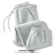 JEANSWEST 真维斯 灰色束脚裤女春夏薄款2024年新款时尚休闲运动收脚裤美式运动裤 橡筋束脚卫裤：灰-纯色 M