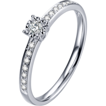 谢瑞麟（TSL） 18K金钻石戒指排戒女求婚结婚订婚白金钻戒63234 14号圈口(15颗钻石，共约10分)