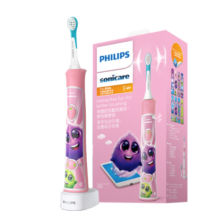 飞利浦（PHILIPS）儿童电动牙刷男女生蓝牙版 适用4-6-12岁 2种模式自带2支迷你刷头+8款贴纸 粉色HX6352/43